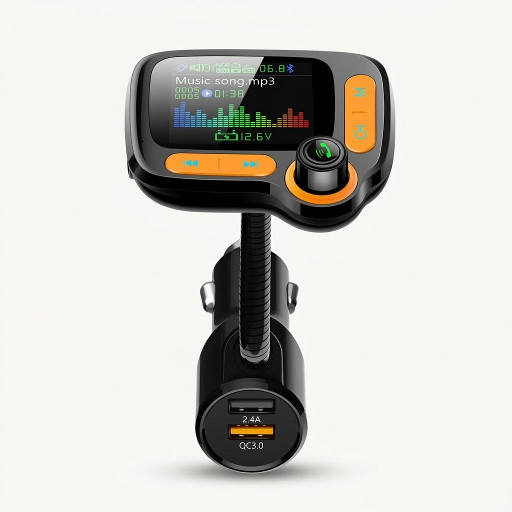 Autovilia Bluetooth car FM transmitter with color screen in a cigarette lighter outlet