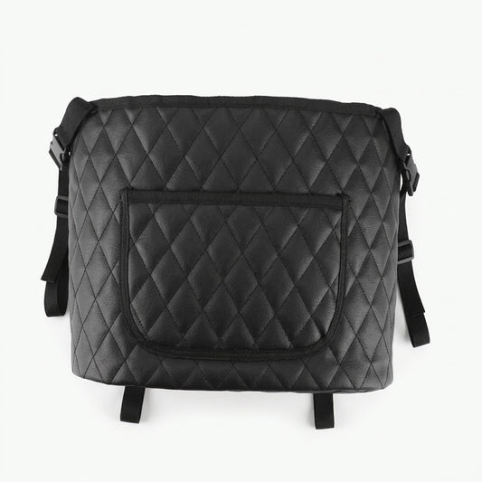 Autovilia car seat middle storage organizer bag in black faux leather