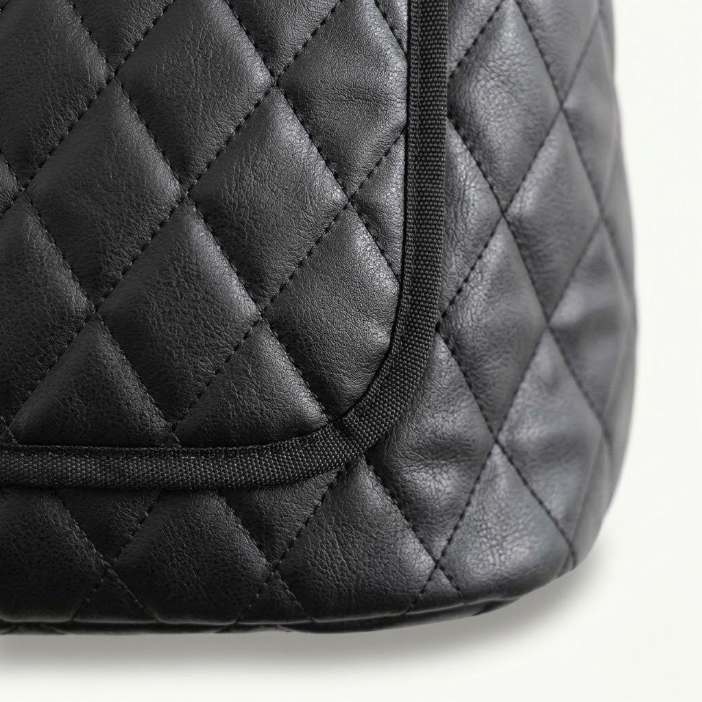 Autovilia car seat middle storage organizer bag in black faux leather