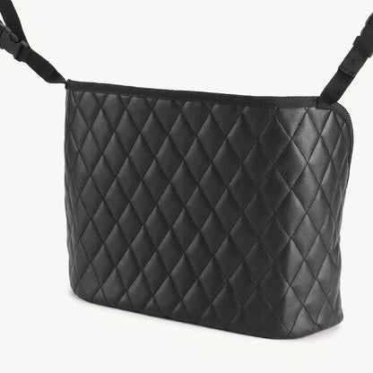 Autovilia car seat middle storage organizer bag in black faux leather