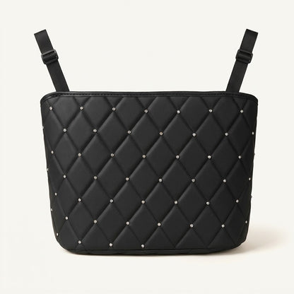 Autovilia car seat middle storage organizer bag in black faux leather