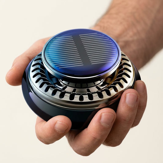 Autovilia solar rotating car air freshener on a car dashboard